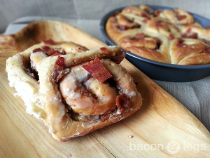 Peanut butter, bacon and caramelized bananas, tucked into a cinnamon roll and covered in a Jack Daniels glaze.