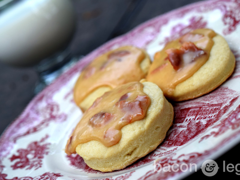 Oinkies: Sugar Cookies with Coconut Bacon Glaze