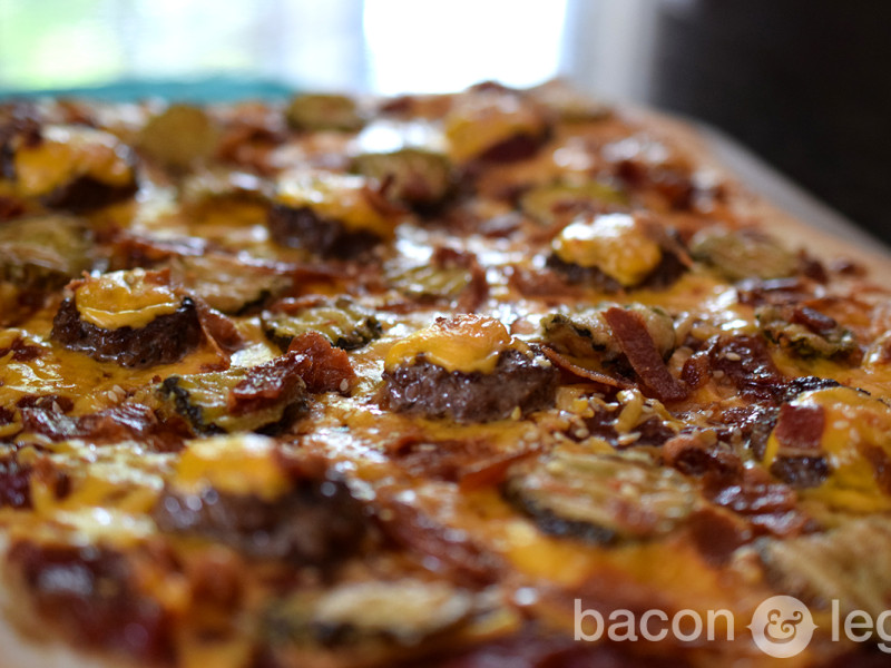 Fried PIckle Bacon Cheeseburger Pizza Thing