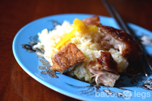 Coco-Mango Rice with Pork Belly