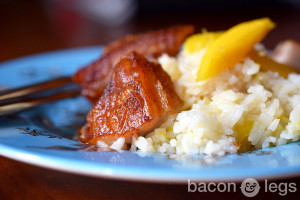 Coco-Mango Rice with Pork Belly