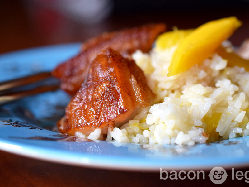 Coco-Mango Rice with Pork Belly